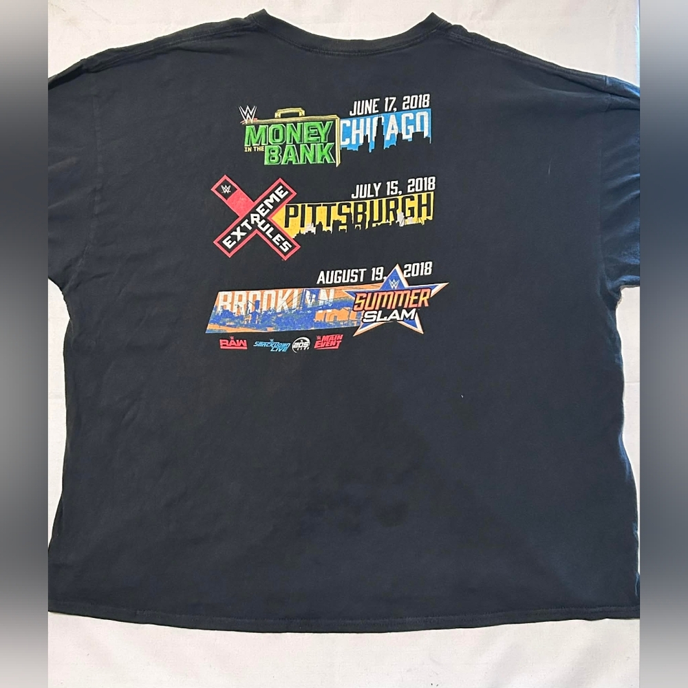 WWE Crew Event T-Shirt 2018 Money in the Bank SummerSlam 3XL P2P 30–36 EUC - Picture 2 of 3